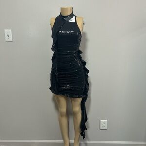 Forever 21 Black Asymmetrical Sequin Dress